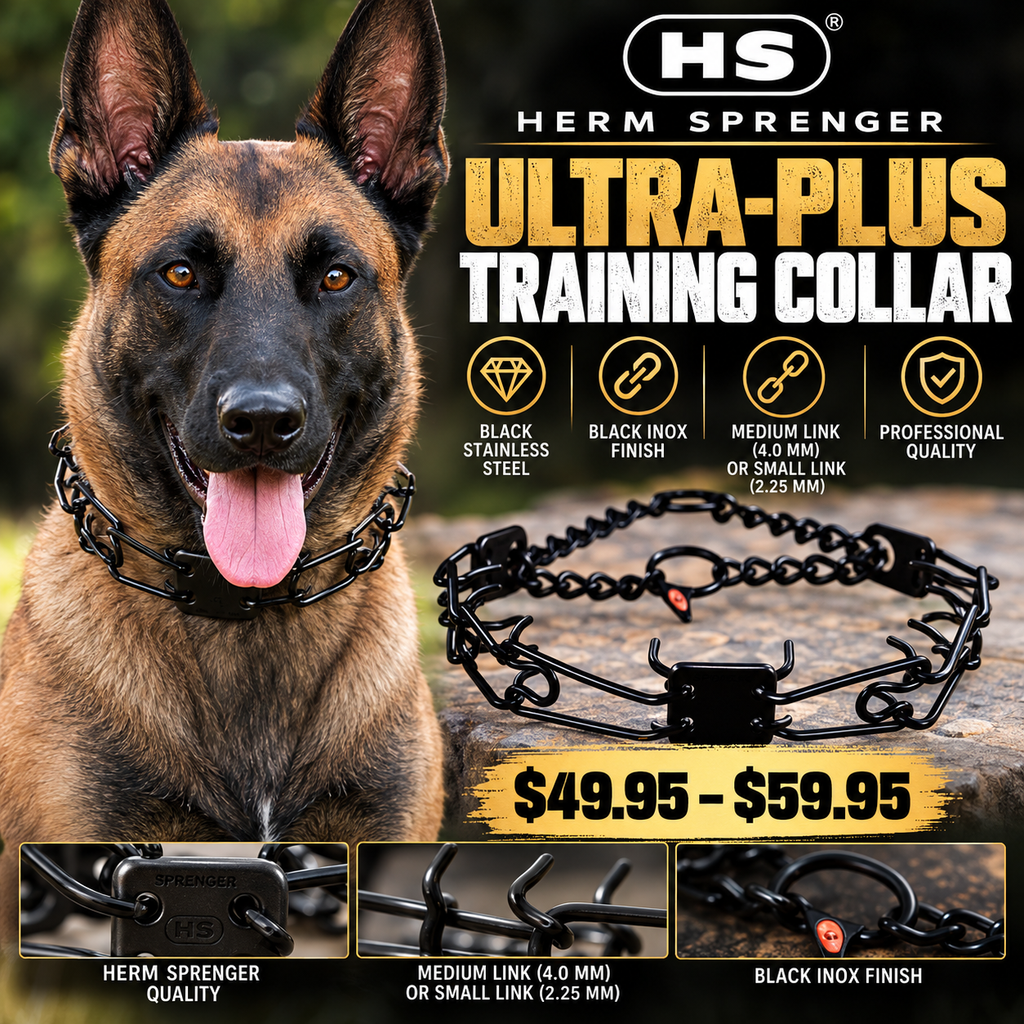 Medium-Large Herm Sprenger 4.0 mm black stainless steel prong training collar 